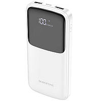 Повербанк со светодиодным цифровым дисплеем 10000mAh BOROFONE BJ17 |2USB/1Type-C, 2.1A| Белый