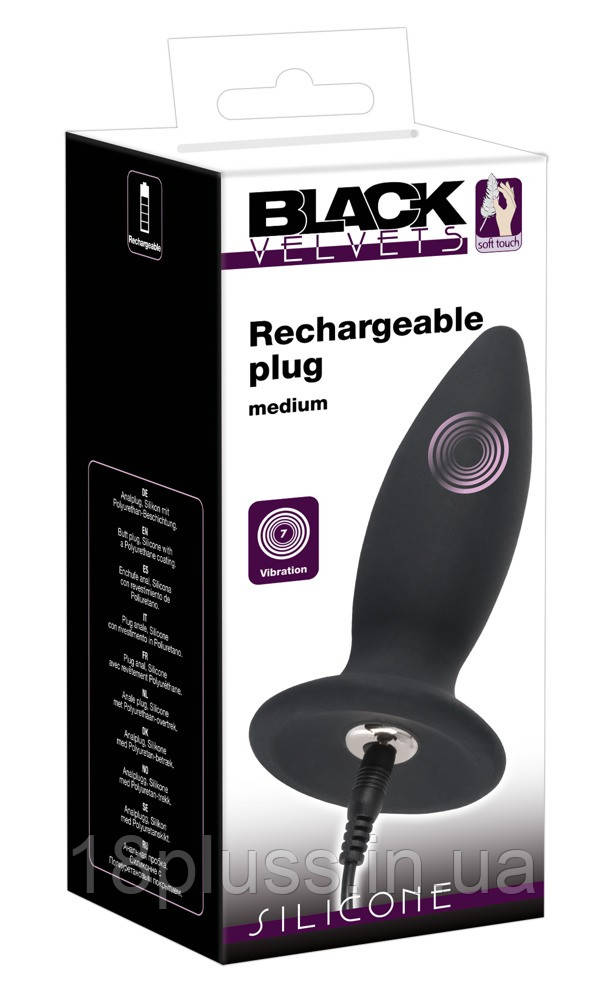 Анальна пробка Black Velvets Recharge Plug M, фото 1