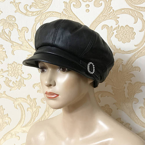Женская кепка из кожи "Круглая пряжка" (черная), цена 400 грн — Prom.ua ...