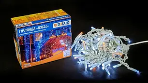 Led гірлянда DELUX Icicle 75шт 2х0,7 м жовтий/білий 90015181, фото 2