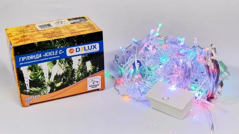 Led гірлянда DELUX Icicle 100шт 3,2 х0, 7м мультиколор 90015254, фото 2