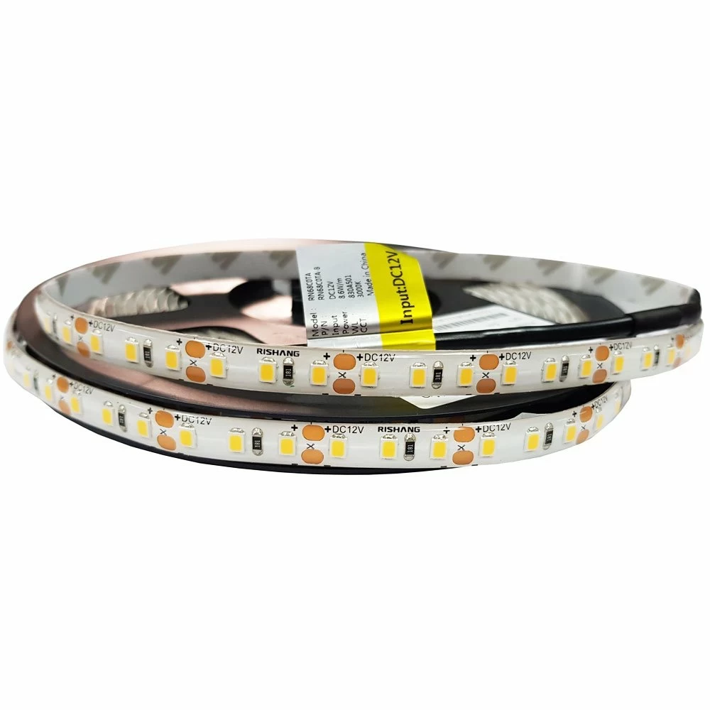 LED стрічка Rishang SMD2835 120шт/м 8.6W/м IP65 12V 2700K RN68C0TA-B 8027