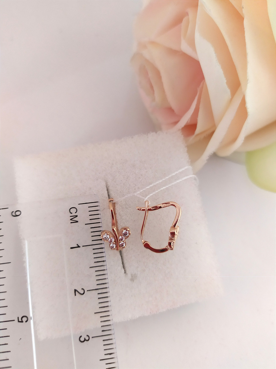 Золоті сережки метелики з цирконієм сережки метелики 540012