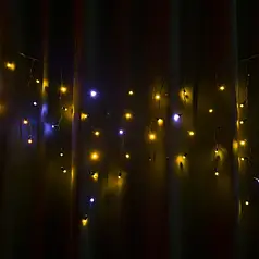 Вулична Led гірлянда Євросвітло STARLIGHT бахрома жовтий/білий Flash 75LED 2х0,7м IP44 чорний провід 000057265