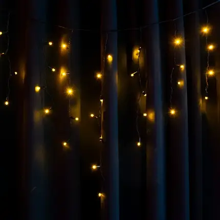 Вулична Led гірлянда Євросвітло STARLIGHT бахрома жовтий 75LED 2х0,7м IP44 чорний провід 000057270, фото 1