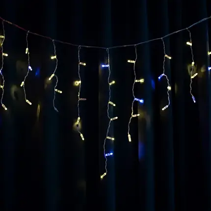 Вулична Led гірлянда Євросвітло STARLIGHT бахрома теплий/білий Flash 75LED 2х0,7м IP44 прозорий провід, фото 1