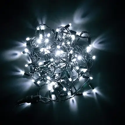 Вулична Led гірлянда Євросвітло STARLIGHT лінійна білий Flash 100LED 5м IP44 чорний провід 000057273, фото 1