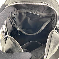 Жіночий шкіряний міський стьобанний рюкзак на одне відділення Polina & Eiterou чорний, фото 10