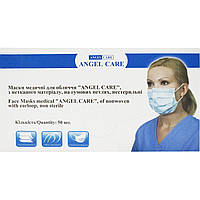 Маска медицинская защитная на лицо нетканная одноразовая нестерильная с резиновыми заушниками 50 шт Angel Care