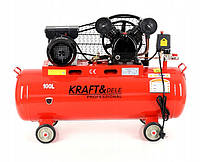 Компресор повітряний з ресивером Kraft&Dele ! 3.8 кВт - 100 к. - 660 літ/хв. - Ремінна передача