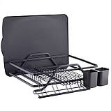 Сушарка для посуду Kamille 59х38х13 см з алюмінію з піддоном KM-0751, фото 10