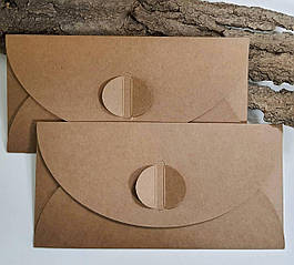 Подарунковий конверт з еко крафт-картону,110х220 мм, 275 гр/кв. м