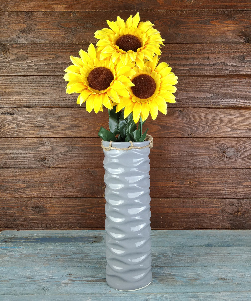 Ваза для квітів  Монсано сіра 29 см кераміка