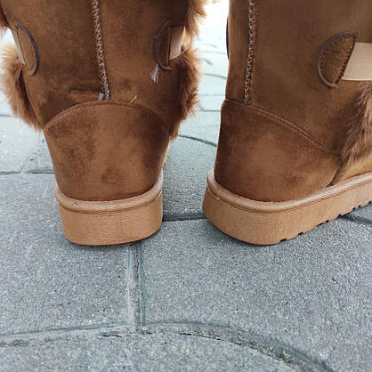 UGG РИЖІ угги з хутром і пумпами короткі жіночі коричневі екоеамша Camel жиночi угi 2022, фото 6