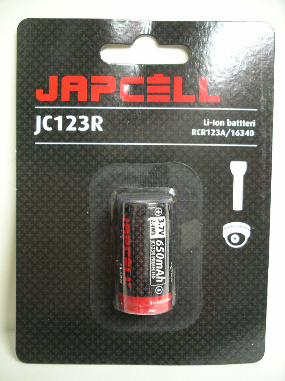 Акумулятор JAPCELL JC123R/16340 Li-ion 3,7V 650mAh