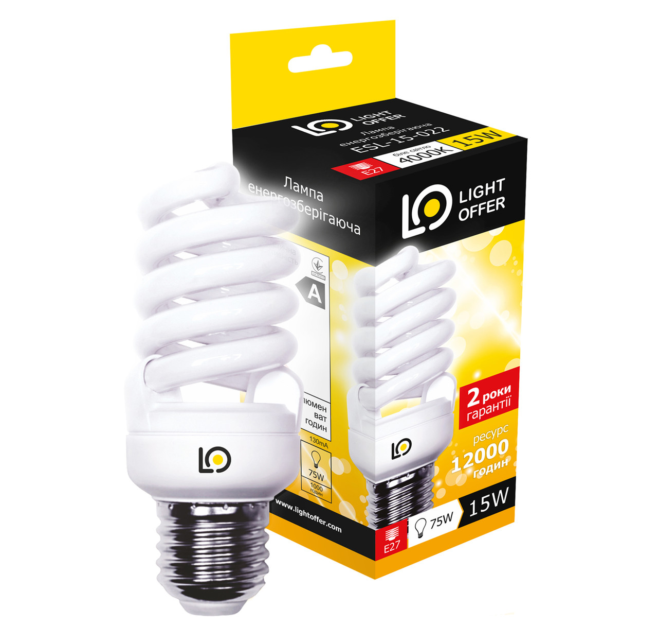 Енергоощадна лампа Light Offer Т2 Spiral ЕSL 13 W E27 4000 К 830 Lm (ЕSL — 13 — 022)