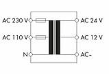 787-974 WAGO Трансформатор напруги на дін рейку 40ВА 220/110 — 12/24VAC (3,3 А/1,67 А), фото 3
