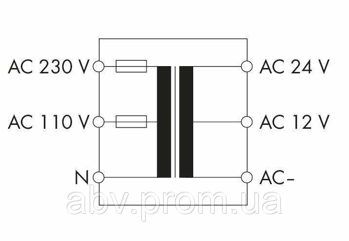 787-974 WAGO Трансформатор напряжения на дин рейку 40ВА 220/110