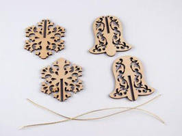 Набір дерев'яних новорічних іграшок (2 фігурки)