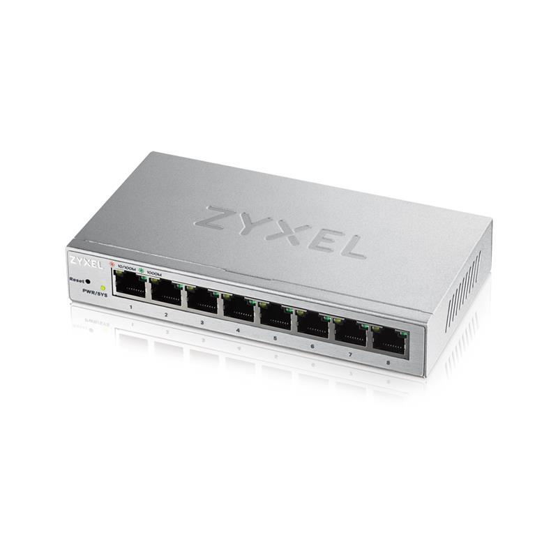 Комутатор ZYXEL GS1200-8 (GS1200-8-EU0101F) (8xGE, метал, настільний, безшумний, WebSmart)