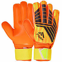 Вратарские перчатки футбольные детские с защитой пальцев оранжевый Flyden FB-911, 8 9