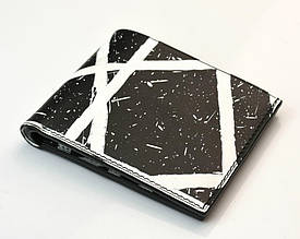 Шкіряне чоловіче портмоне чорно-білого кольору "Urban"