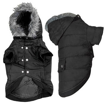 Flamingo Polar Black ФЛАМІНГО ПОЛАР одяг для собак куртка з капюшоном чорний 34 см