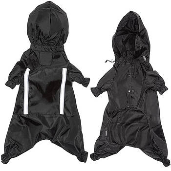 Flamingo Raincoat Safety захисний комбінезон з капюшоном і світловідбивними вставками чорний 30 см