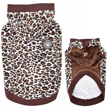 Puppia Leonard ПАППІ ЛЕОНАРД худі для собак з капюшоном леопардовий принт Коричневий | L