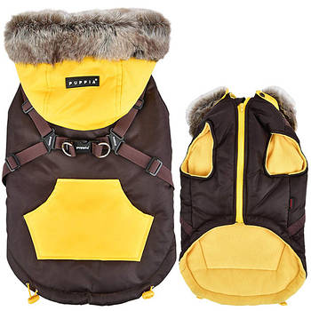 Puppia Orson ПАППІ ОРСОН жилет для собак з капюшоном та шлейкою Коричневий | S