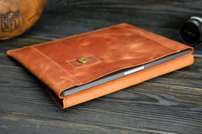 Чохол для MacBook Дизайн №20 з натуральної шкіри колір Коньяк, фото 1