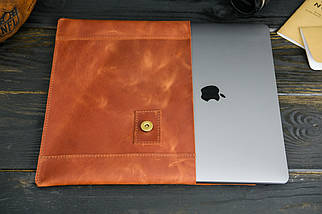 Чохол для MacBook Дизайн №20 з натуральної шкіри колір Коньяк, фото 4