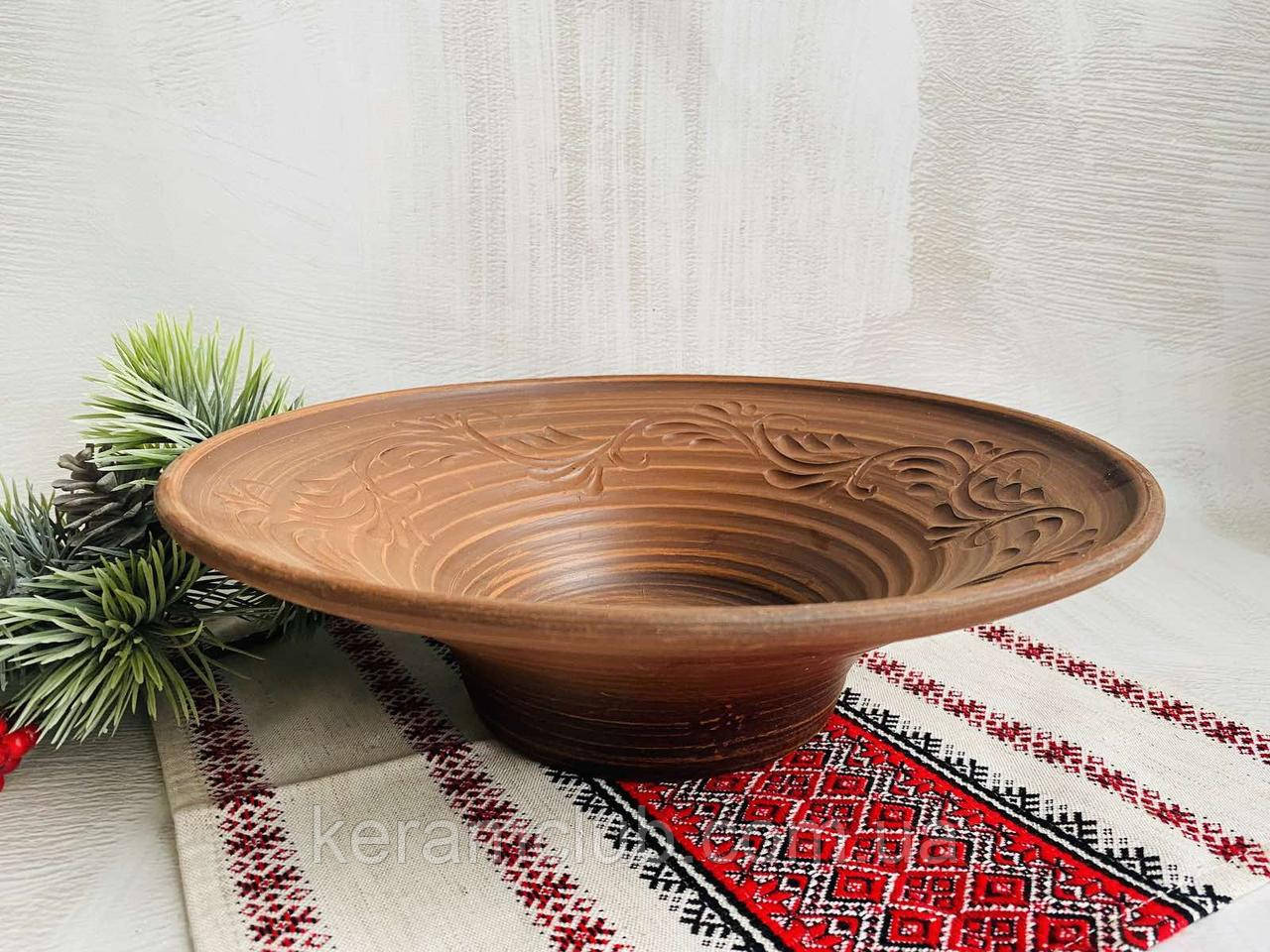 Глиняна фруктовниця шляпа ручної роботи 30 см