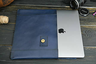 Шкіряний чохол для MacBook Air 13" (2018-2021), Дизайн №20, натуральна шкіра італійський Краст, колір Синій, фото 5