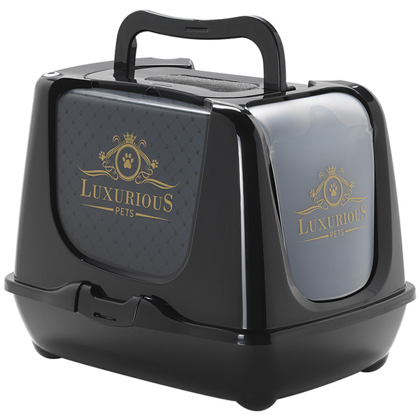 Moderna Trendy Cat Luxurious закритий туалет для котів з вугільним фільтром та совком Чорний | 50х39.1х38.9 см, фото 1