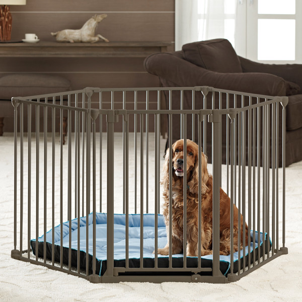 Savic Dog Park de luxe Савік Догпарк Делюкс вольєр манеж 6 панелей (1 од-62х75см) для цуценят сірий (3289)+лежак, фото 1