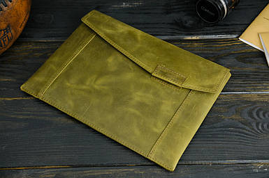 Чохол для MacBook Дизайн №20 з натуральної шкіри колір Оливковий