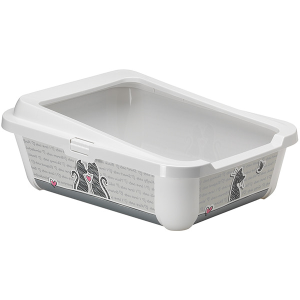 Moderna Hercules Cats in Love МОДЕРНА ЗАКОХАНІ КОТИ туалет з бортиком для котів 51х39х19см Білий, фото 1