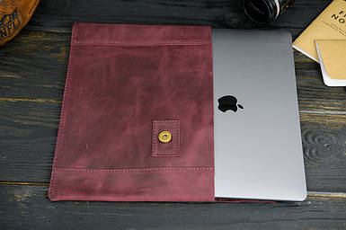 Чохол для MacBook Дизайн №20 з натуральної шкіри колір Бордо