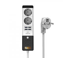 Мережевий фільтр Senmaxu (SMX-066/19616) 2 розетки, 4 USB, 1.5 м, Grey