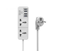 Мережевий фільтр Senmaxu (SMX-068/19620) 2 розетки, 4 USB, 1.5 м, White