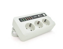 Мережевий фільтр Voltronic (BKL-04 EU/18764) 3 розетки, 5 USB, 2 м, White