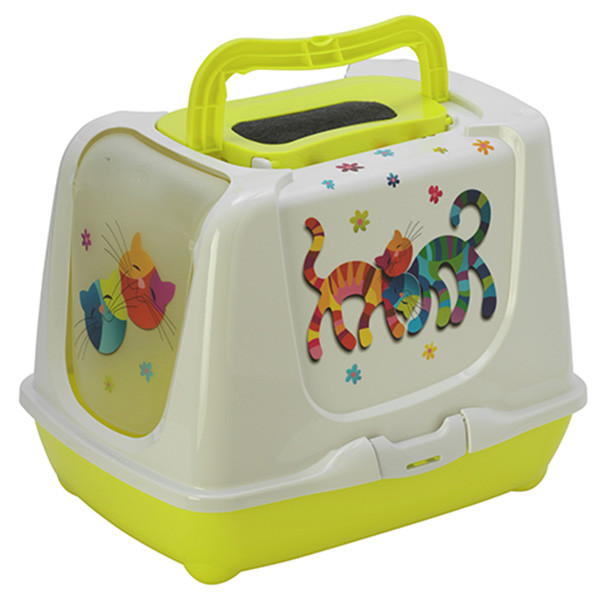 Moderna Trendy Cat Friends Forever закритий туалет для котів з вугільним фільтром та совком лимон 50х39х37см, фото 1