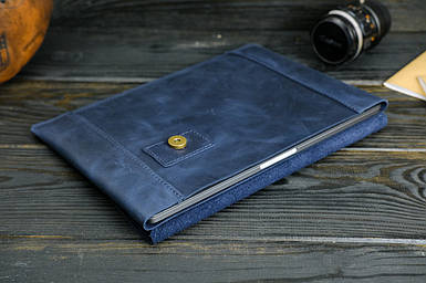 Чохол для MacBook Дизайн №20 з натуральної шкіри колір Синій