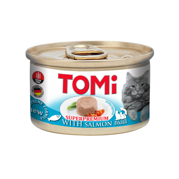 TOMi Superpremium Salmon ТОМІ ЛОСОСЬ консерви для котів, мус, фото 1