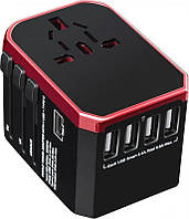 Адаптер XoKo WC-050 на EU, 4xUSB, 1xUSB TYPE-C, 5,6A Black/Red (WC-05BKRD (WC-05BKRD)