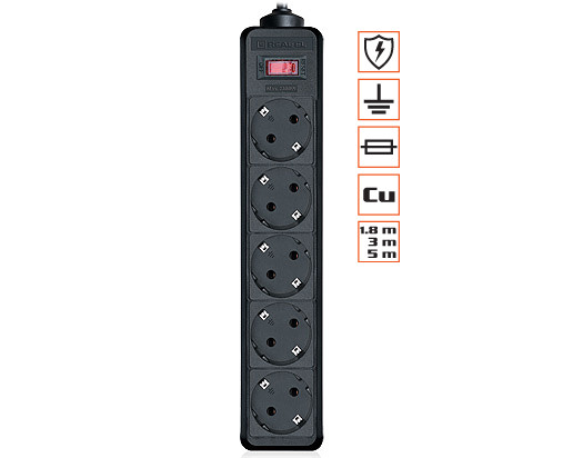 Фільтр живлення REAL-EL RS-PROTECT 3.0m Black