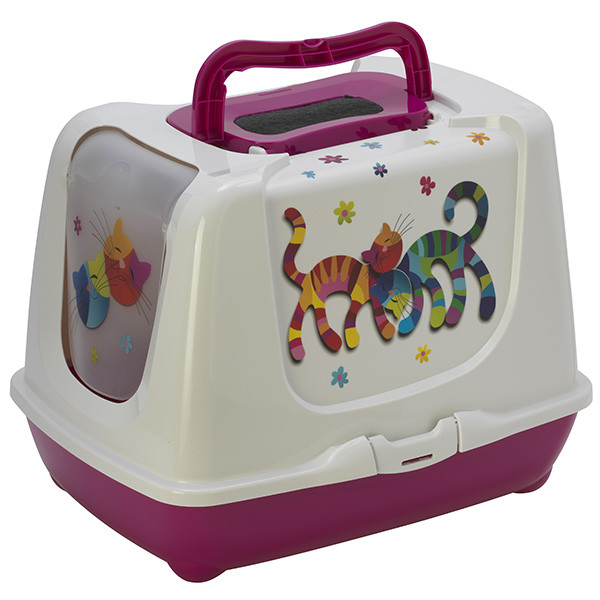 Moderna Trendy Cat Friends Forever закритий туалет з вугільним фільтром та совком рожевий 57.4x44.8x42.7 см, фото 1