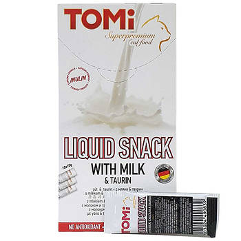 TOMi Liquid Snack Milk&Taurin ТОМІ МОЛОКО З ТАУРИНОМ рідкі ласощі для котів
