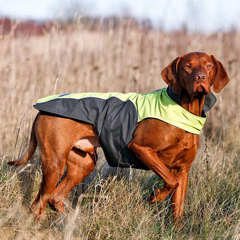 Flamingo Touchdog Coat Плащ попона світловідбивні вставки регульовані розміри Салатово-сірий XXXL 66х89х48 см